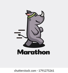 Vector Logo Illustration Marathon Simple Mascot Style.
