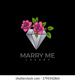 Vector Logo Illustration Marry Me Gradient Colorful Style.
