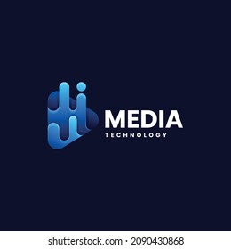 Vector Logo Illustration Media Gradient Colorful Style.