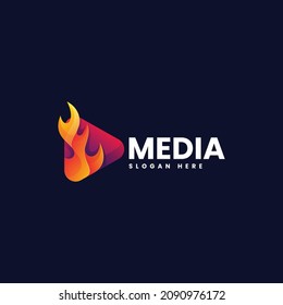 Vector Logo Illustration Media Gradient Colorful Style.