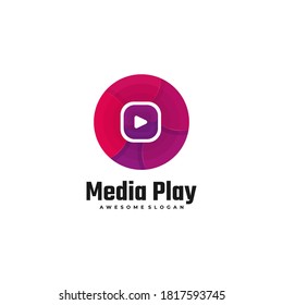 Vector Logo Illustration Media Play Gradient Colorful Style.