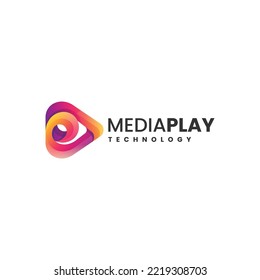 Logotipo vectorial Ilustración Estilo Colorido gradiente de juego multimedia.