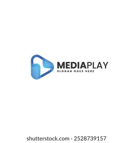 Vector Logo Ilustración Media Play Gradiente Estilo colorido