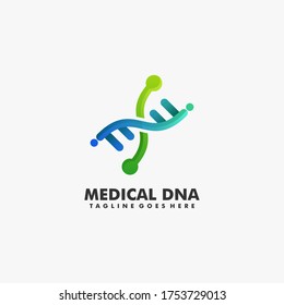 Vector Logo Illustration Medical DNA Gradient Colorful Style.