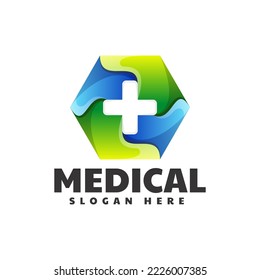 Vector Logo Illustration Medical Gradient Colorful Style