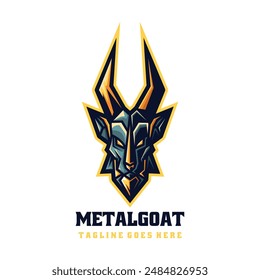 Vector Logo Illustration Metal Goat E- Sport and Sport Style.