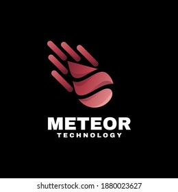 Vector Logo Illustration Meteor Gradient Colorful Style.