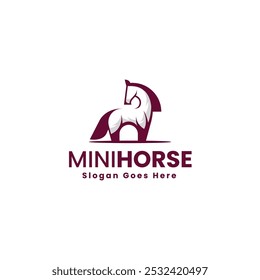 Estilo de la silueta del caballo de la mini ilustración del logotipo del Vector