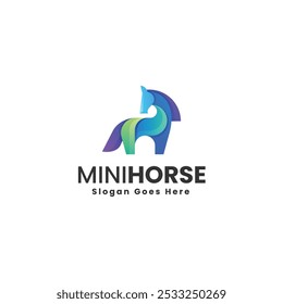 Vector Logo Ilustración Mini Caballo Gradiente Estilo Colorido