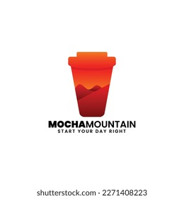 Vector Logo Illustration Mocha Mountain Gradient Colorful Style 