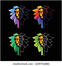 Vector logo illustration modern lion  gradient colorful style