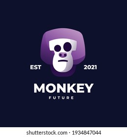 Vector Logo Illustration Monkey Gradient Colorful Style.