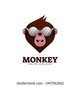 Vector Logo Illustration Monkey Gradient Colorful Style.