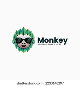 Vector Logo Illustration Monkey Gradient Colorful Style