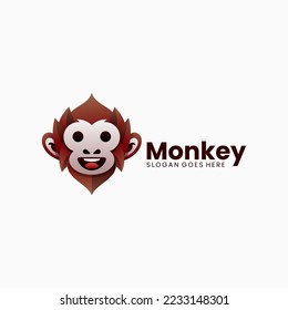 Vector Logo Illustration Monkey Gradient Colorful Style