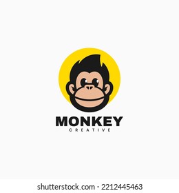 Vector Logo Illustration Monkey Mascot Cartoon Style