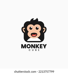 Vector Logo Illustration Monkey Mascot Cartoon Style