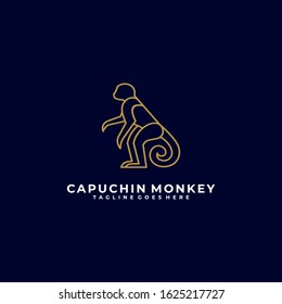 Vector Logo Illustration Monkey Pose Line Art