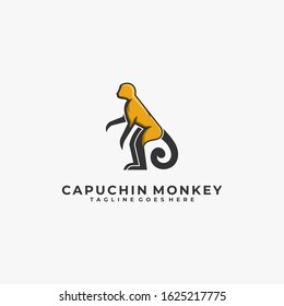 Vector Logo Illustration Monkey Pose Mascot Cartoon