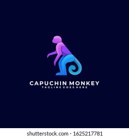 Vector Logo Illustration Monkey Pose Gradient Colorful