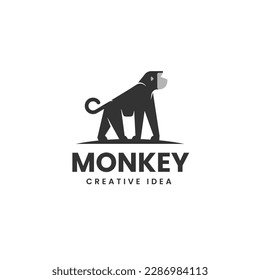 Vector Logo Illustration Monkey Silhouette Style