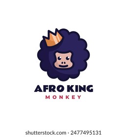 Vector Logo Illustration Monkey Simple Mascot Style.