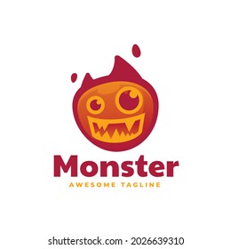 Vector Logo Illustration Monster Gradient Colorful Style.