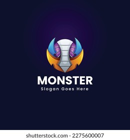 Vector Logo Illustration Monster Gradient Colorful Style