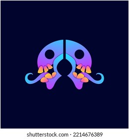 Vector logo illustration monster head gradient colorful style