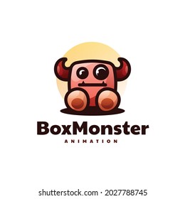 Vector Logo Illustration Monster Mascot Cartoon Style.