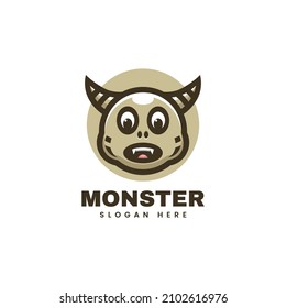 Vector Logo Illustration Monster Mascot Cartoon Style.