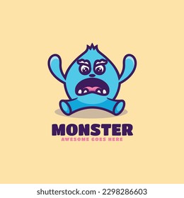 Vector Logo Illustration Monster Mascot Cartoon Style.