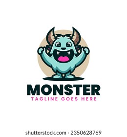 Vector Logo Illustration Monster Mascot Cartoon Style.