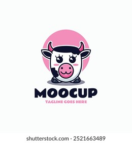 Vector Logo Illustration Moo Cup Mascot Cartoon Style