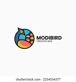 Vector Logo Illustration Moodybird Simple Mascot Style.