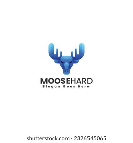 Vector Logo Illustration Moose Hard Gradient Colorful Style