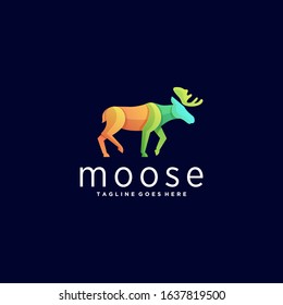 Vector Logo Illustration Moose Pose Gradient Colorful