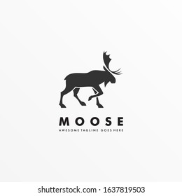 Vector Logo Illustration Moose Pose Silhouette Style