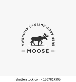 Vector Logo Illustration Moose Pose Emblem Style