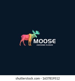 Vector Logo Illustration Moose Pose Gradient Colorful