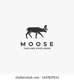 Vector Logo Illustration Moose Pose Silhouette Style