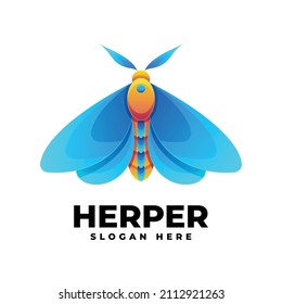 Vector Logo Illustration Moth Gradient Colorful Style.