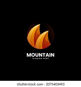 Vector Logo Illustration Mountain Gradient Colorful Style.