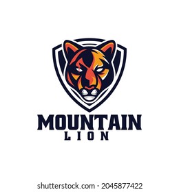 Vector Logo Illustration Mountain Lion E Sport And Sport Style.