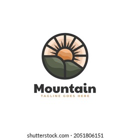 Vector Logo Illustration Mountain Simple Mascot Style.