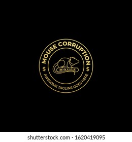 Vector Logo Illustration Mouse Corruption Vintage Badge