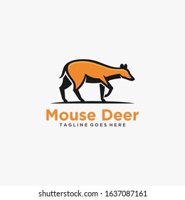 Vector Logo Illustration Mouse Deer Walking Mascot Cartoon Style