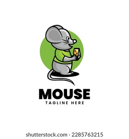Vector Logo Illustration Mouse Mascot Cartoon Style.