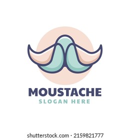 Vector Logo Illustration Moustache Simple Mascot Style.