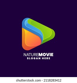 Vector Logo Illustration Movie Gradient Colorful Style.